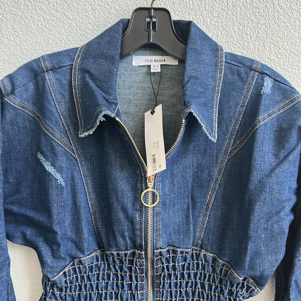 Steve Madden Denim Jumper Long Sleeved NWT - Picture 5 of 8